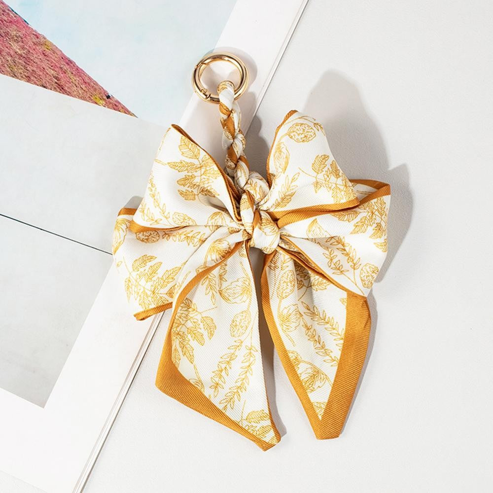 Fall Floral Print Bow Key Ring