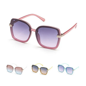 Large Rounded Square Sunglasses With Gold Tone Detail- 4 Colors