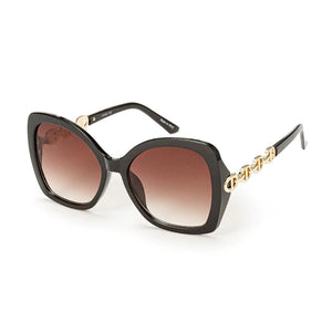 Large Rounded Cat Eye Sunglasses With Mariner Chain Link Detail- 4 Colors
