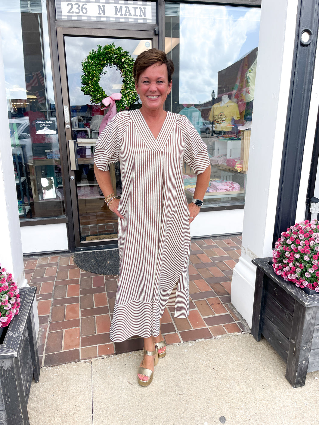 Mocha and Cream Midi Dress