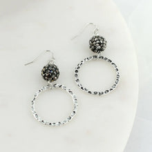 Load image into Gallery viewer, Silver Loop &amp; Hematite Earrings