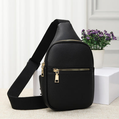 Leather Cross Body Sling Bag- Black