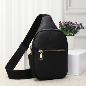 Leather Cross Body Sling Bag- Black