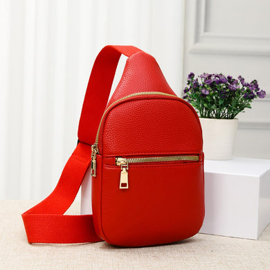 Leather Cross Body Sling Bag- Red