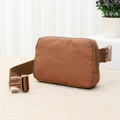 Cross Body Nylon Belt Bag- Brown