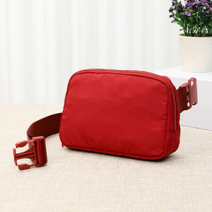 Cross Body Nylon Belt Bag- Burgandy