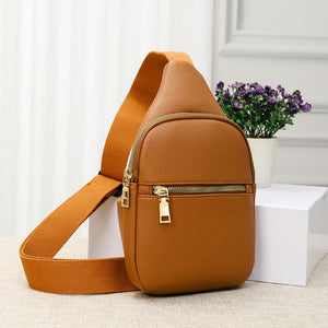 Leather Cross Body Sling Bag- Tan