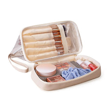 Load image into Gallery viewer, Clear &#39;Stuff&#39; Chenille Patch Double Layer Makeup Bag With Brush Pocket