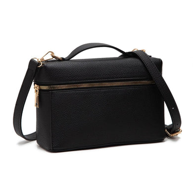 Black Square Body Faux Leather Crossbody Bag