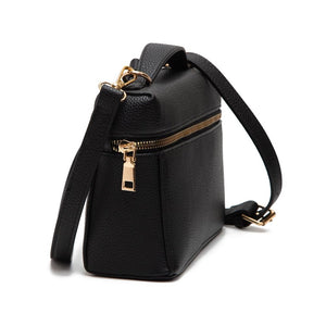 Black Square Body Faux Leather Crossbody Bag