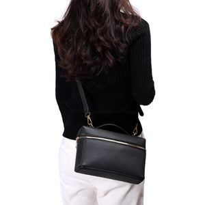 Black Square Body Faux Leather Crossbody Bag