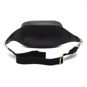Quilted Black Faux Leather Fanny Pack Belt Bag