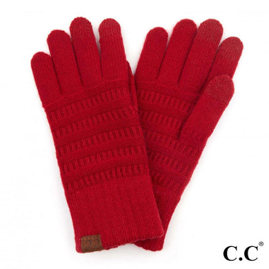 C.C Solid Ribbed Knit Smart Touch Gloves