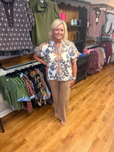 Load image into Gallery viewer, Blue Harvest Floral Puff Sleeve Top