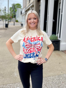 American Bow Memorial Day July 4th Unisex Comfort Colors Ivory Tee