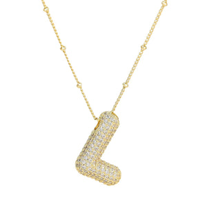 18K Gold Filled Balloon Bubble Initial Necklace