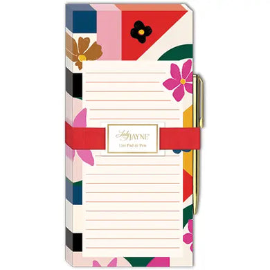 Modern Floral Magnetic Wide List Pad with Pen