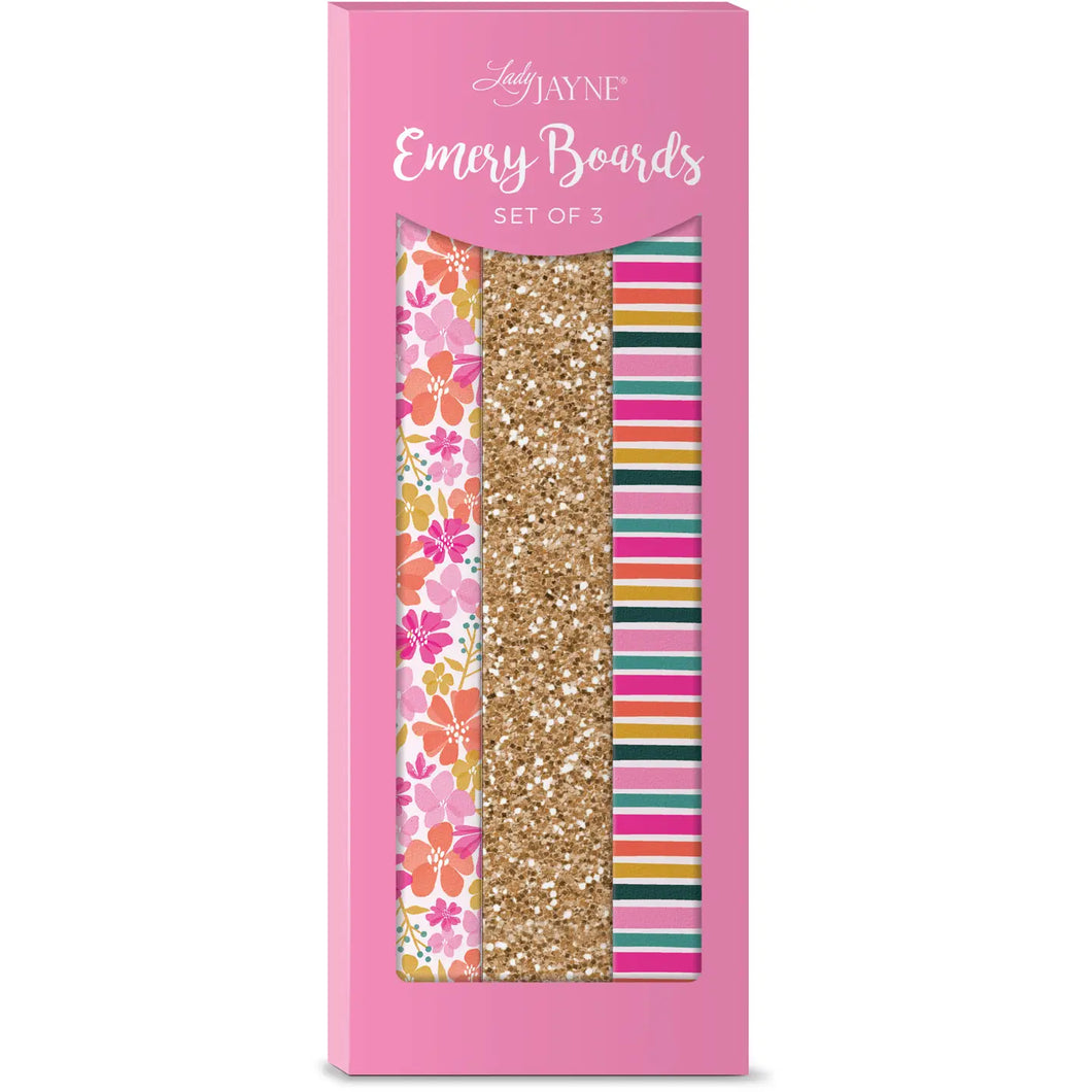 Glitter Emery Board Set of 3 Dusty Floral