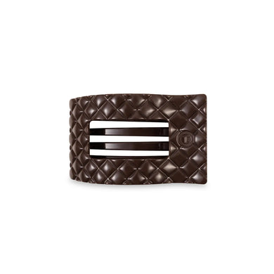 Teleties Small Flat Rectangle Hair Clip- Truly Taupe Quilted