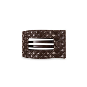 Teleties Small Flat Rectangle Hair Clip- Truly Taupe Quilted