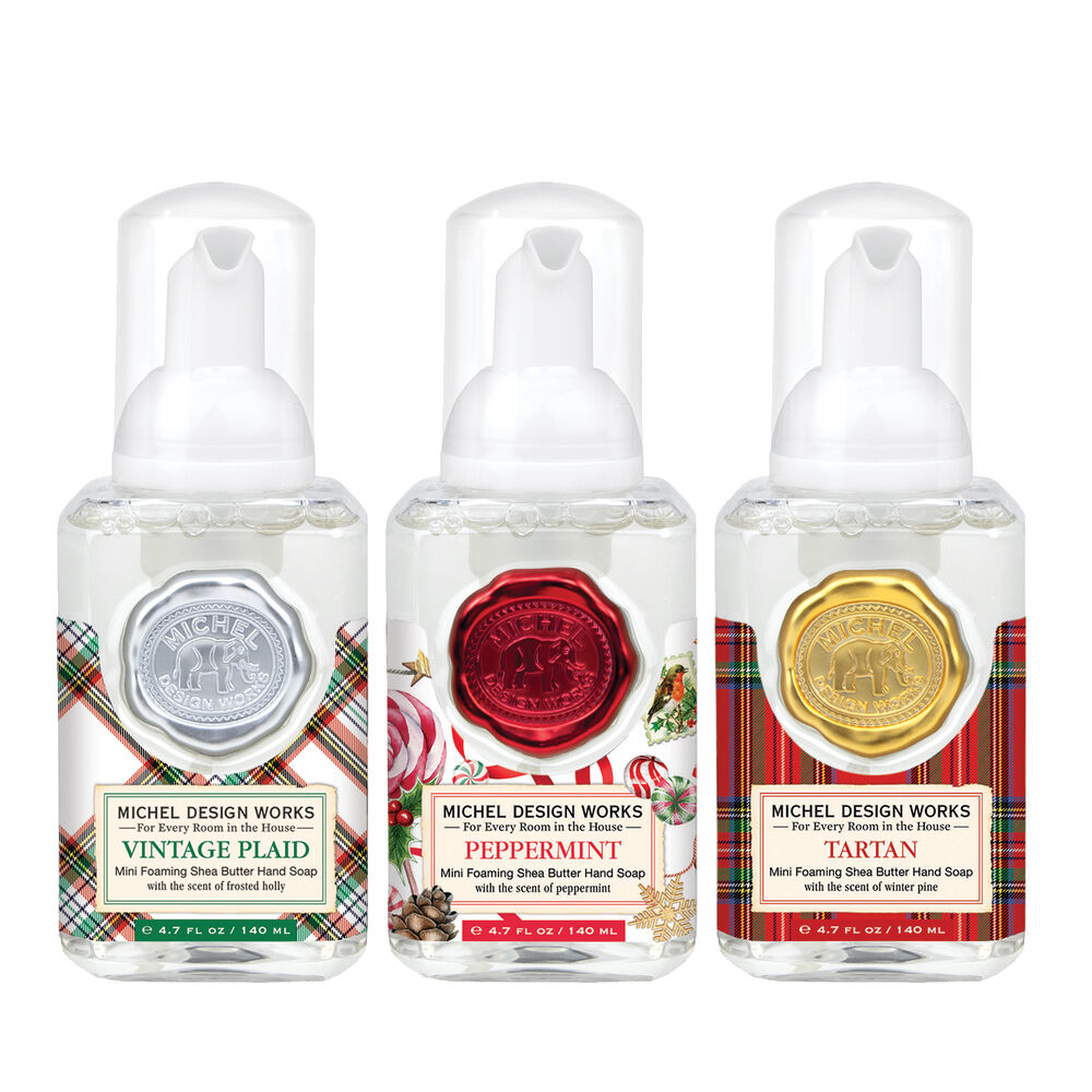 Mini Foaming Hand Soap Set: Vintage Plaid, Peppermint, Tartan
