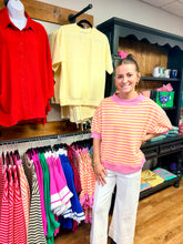 Load image into Gallery viewer, Pink &amp; Yellow Striped Sweatshirt Top