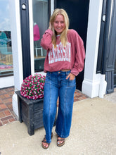 Load image into Gallery viewer, Sutton Dark Wash Mid Rise Front Patch Pocket Wide Leg Jeans