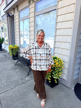 Load image into Gallery viewer, Brown Plaid Button Front Top
