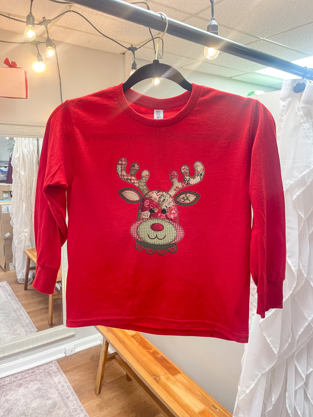 Youth Reindeer Patchwork Christmas Tee