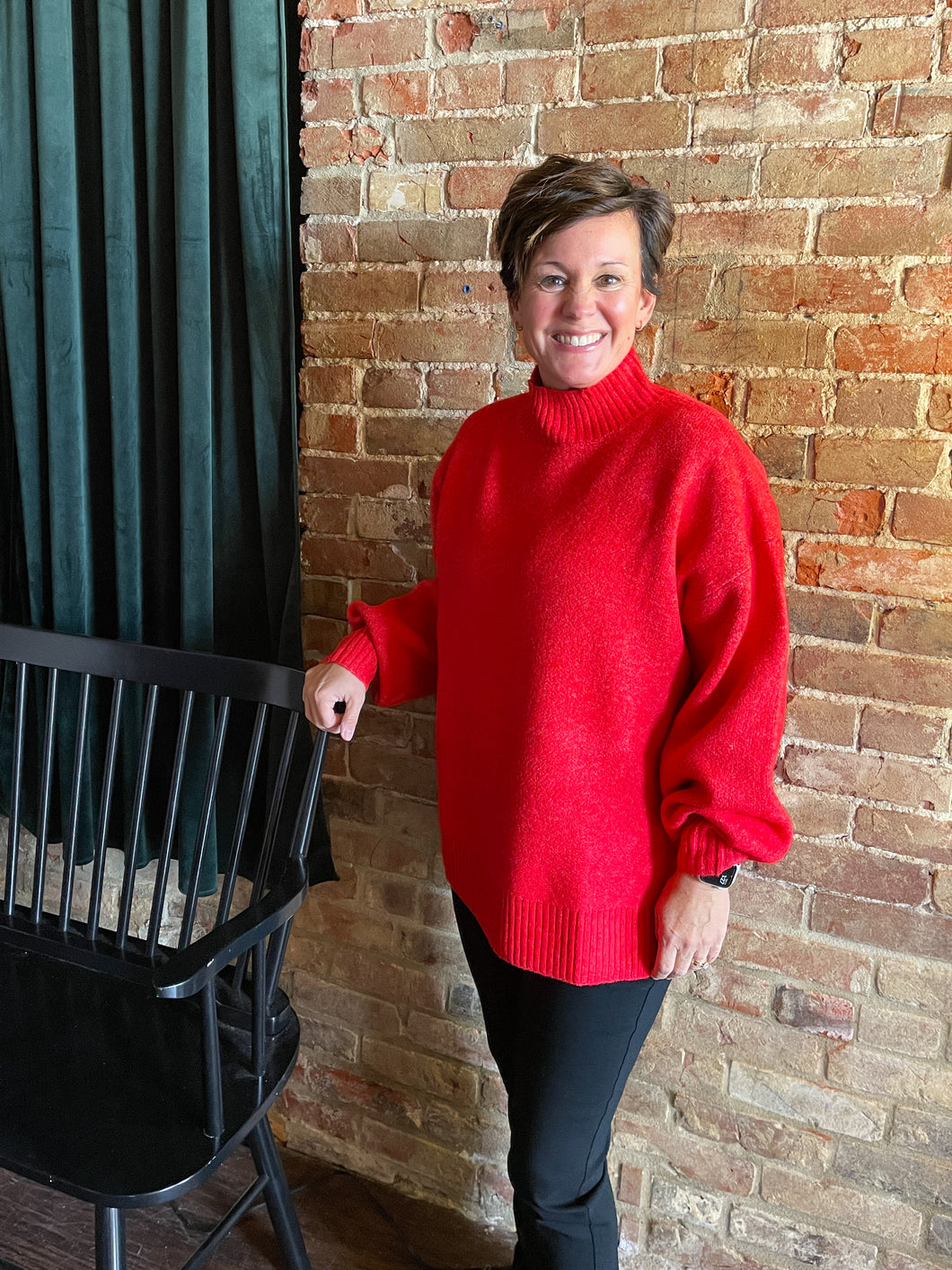 Red Mock Neck Sweater