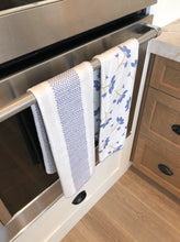 Load image into Gallery viewer, Blue Floral Waffle Knit Kitchen Towel