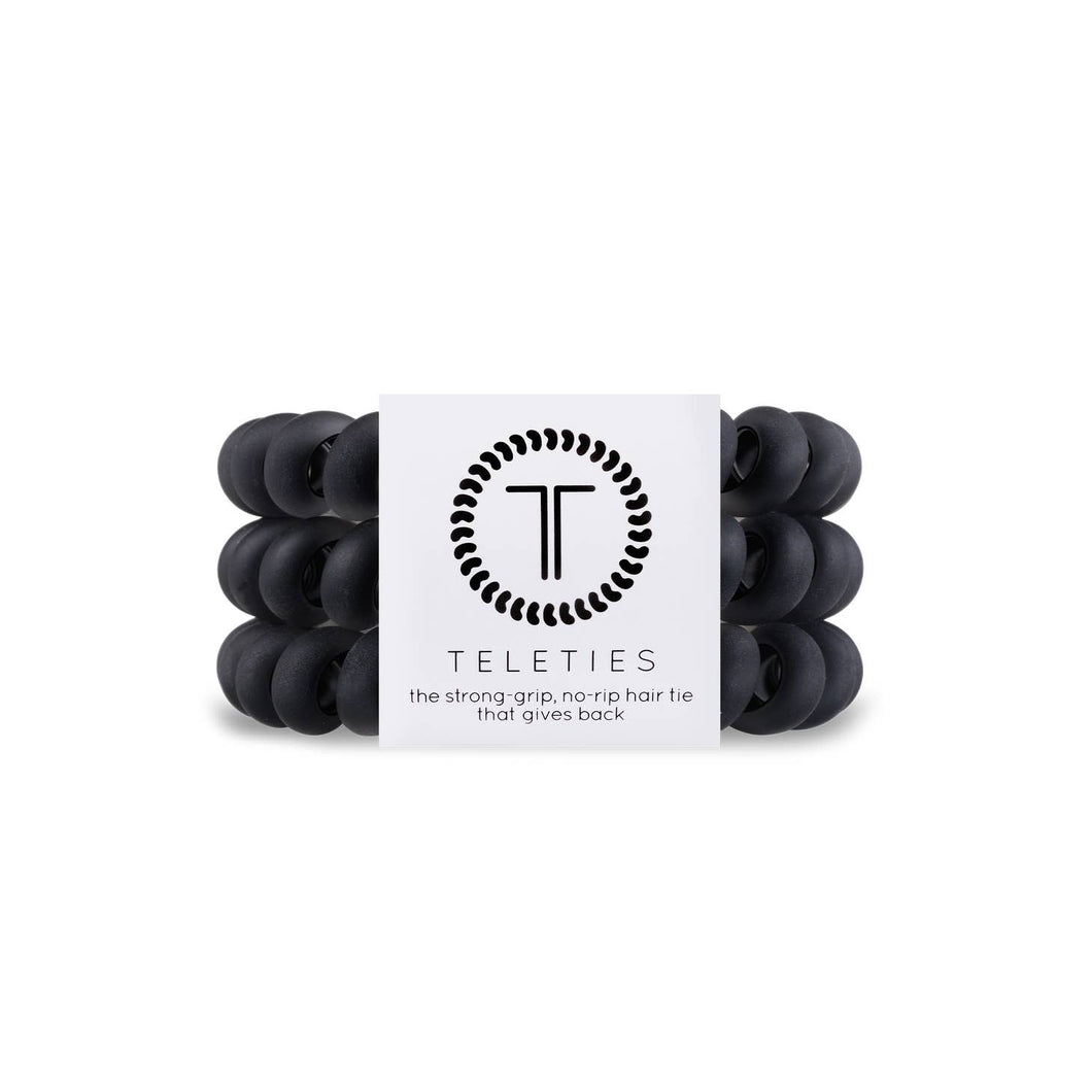 Matte Black Teleties Small 3-Pack Hair Tie