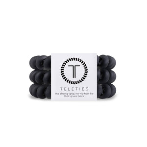 Matte Black Teleties Large 3-Pack Hair Ties