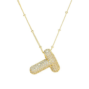 18K Gold Filled Balloon Bubble Initial Necklace