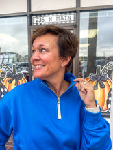 Load image into Gallery viewer, Blue Half Zip Fleece Sweatshirt