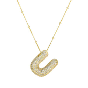 18K Gold Filled Balloon Bubble Initial Necklace