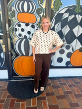Load image into Gallery viewer, Ecru Polka Dot Short Sleeve Sweater Top