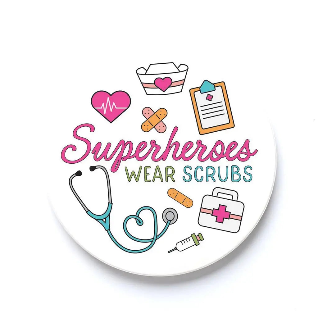 Stone Car Coaster 1 Pk- Superheroes Wear Scrubs