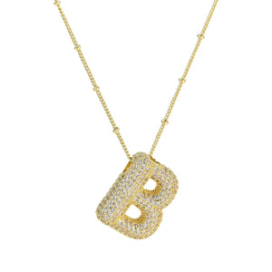 18K Gold Filled Balloon Bubble Initial Necklace