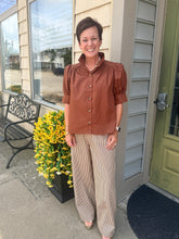 Load image into Gallery viewer, Chestnut Gathered Puff Sleeve Top