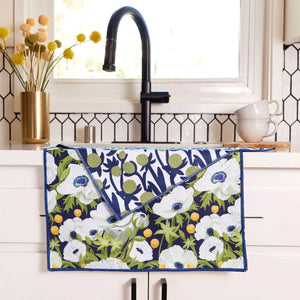 Kitchen Tea Towel- Anemone Poppy Blu