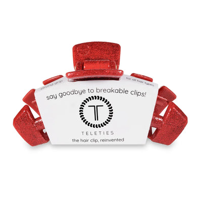 Teleties Large Hair Clip- Glitter Red