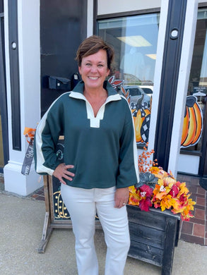 Dark Green Butter Soft Knit Top With Side Seams