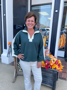 Dark Green Butter Soft Knit Top With Side Seams