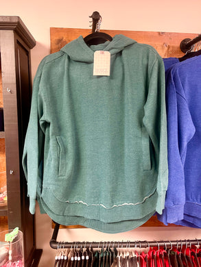 Royce Clairmont Hooded Melange Poncho Emerald Fleece Sweatshirt