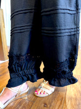 Load image into Gallery viewer, Black Lace Detail Ruffle Pants