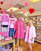 Load image into Gallery viewer, Pink &amp; Red Striped Puff Sleeve Dress With Pockets &amp; Back Tie