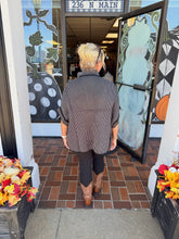 Load image into Gallery viewer, Black Striped Button Collar Knit Poncho