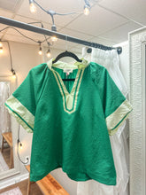 Load image into Gallery viewer, Ladies Kelly Green Top With Contrast Detail