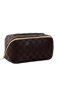 Vegan Leather Checkered Makeup Bag
